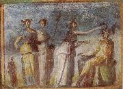 Wall painting from Herculaneum showing in highly impres sionistic style the bringing of offerings to Dionysus unknow artist